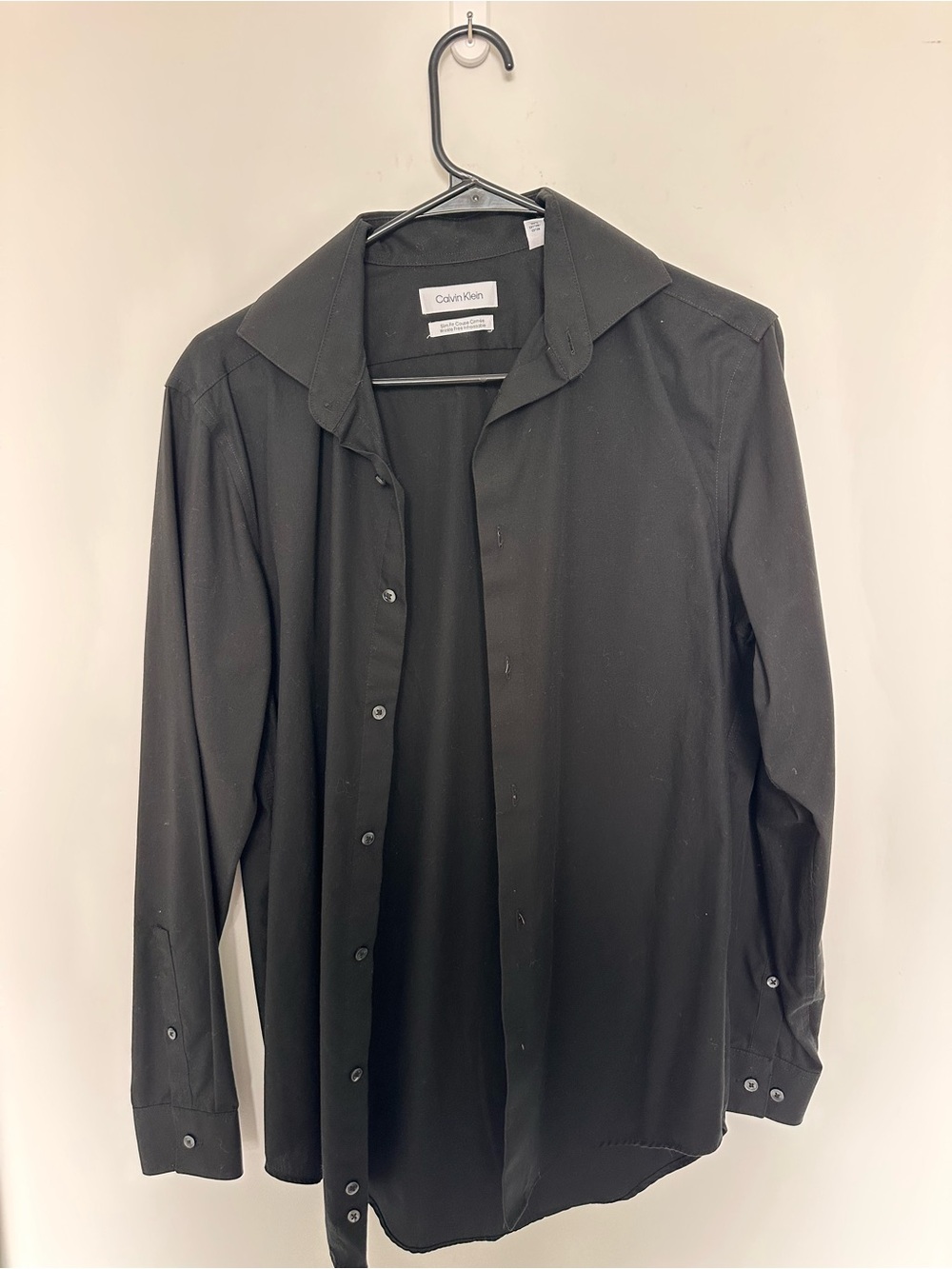 Calvin Klein Black Long-Sleeve Casual Button-Down Shirt